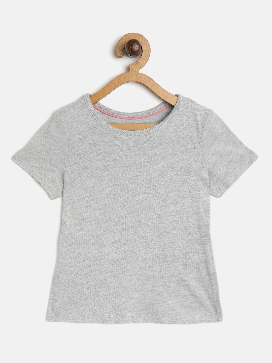 Buy Marks & Spencer Girls Grey Melange Solid Round Neck T Shirt ...