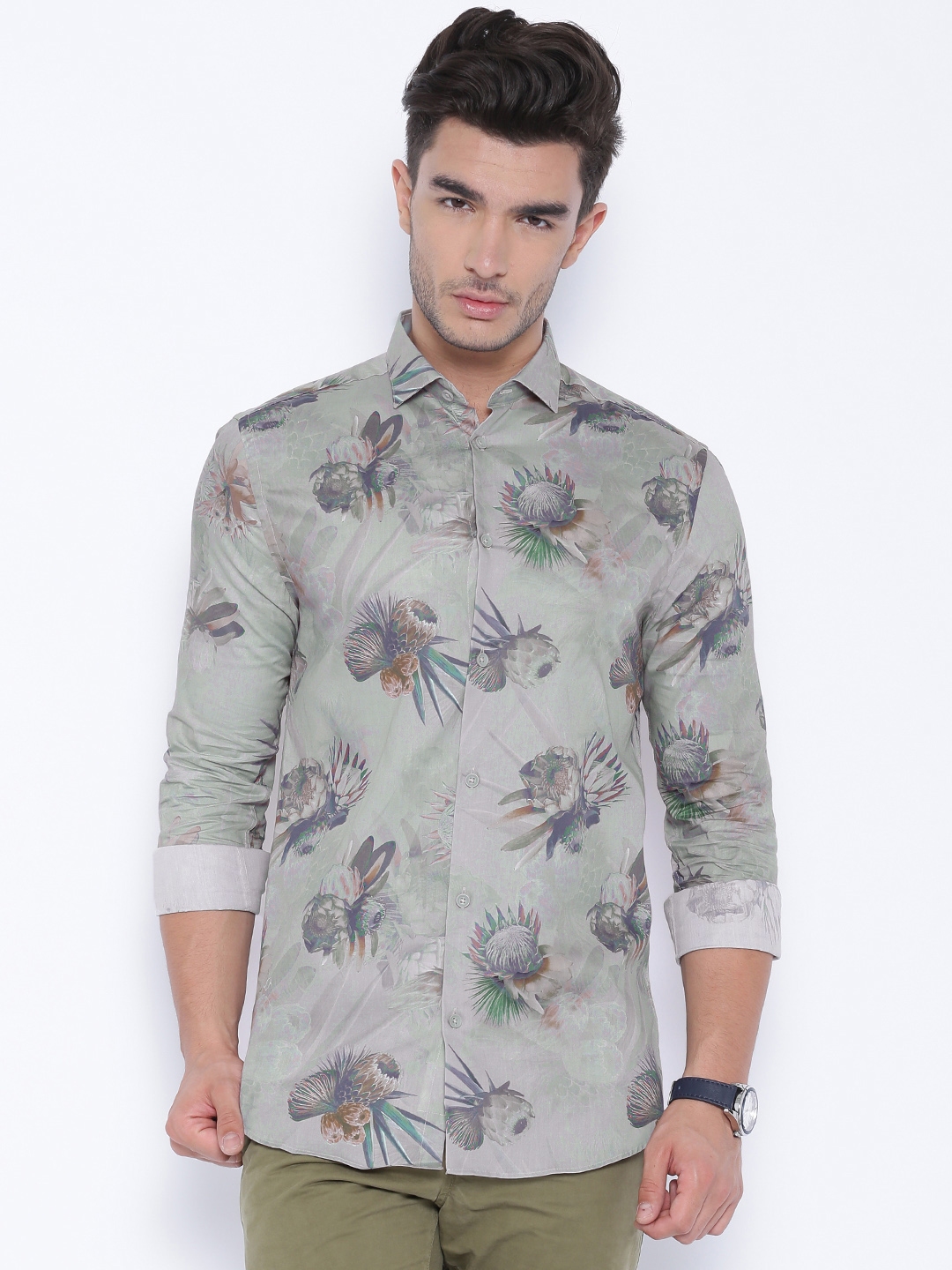 Buy Jack & Jones Grey Floral Print Slim Casual Shirt - Shirts for Men ...