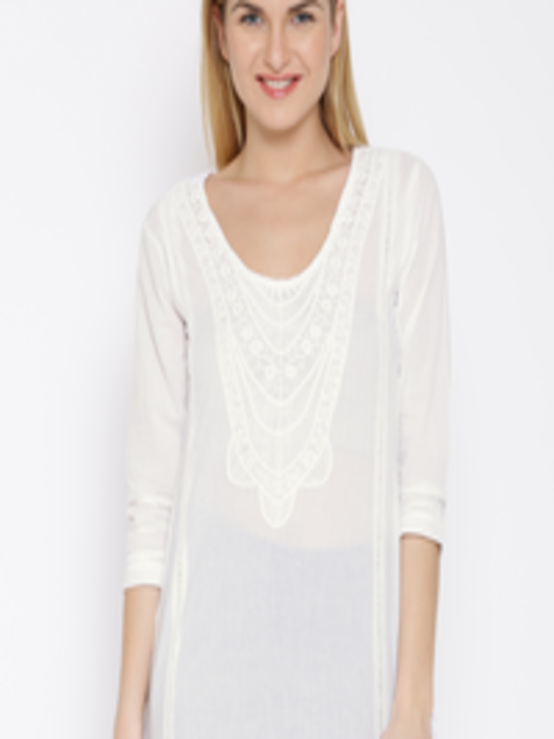 Buy U&F White Crochet Tunic - Tunics for Women 1246512 | Myntra
