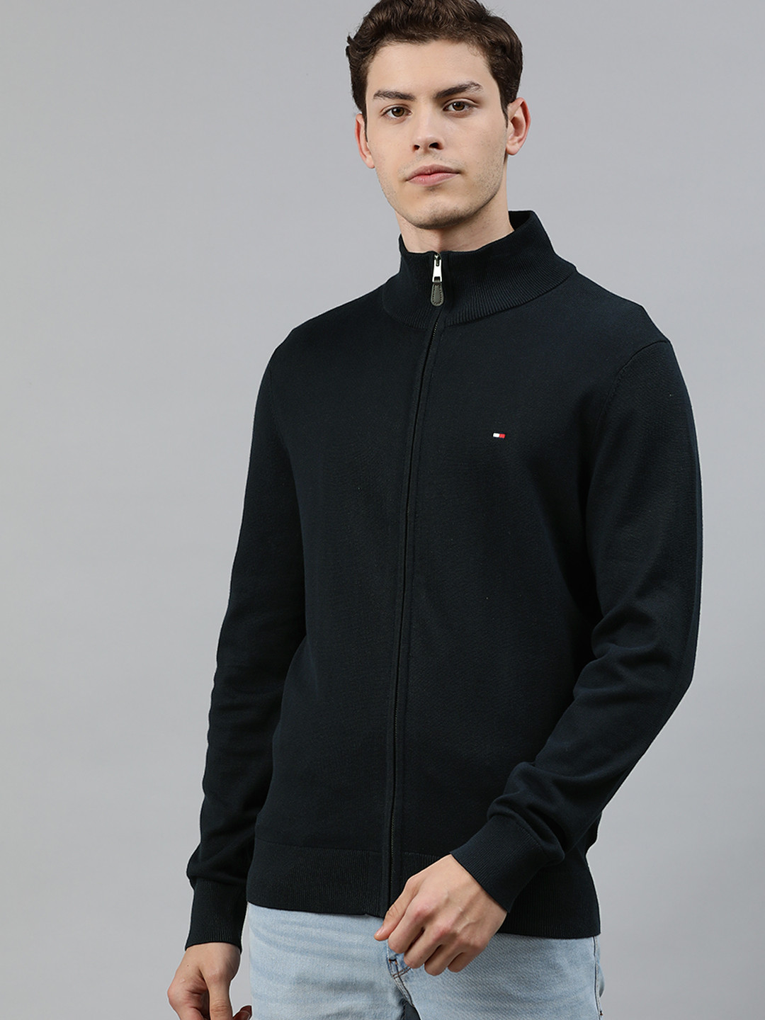 Buy Tommy Hilfiger Men Navy Blue Solid Cardigan Sweater Sweaters for Men 12469304 Myntra