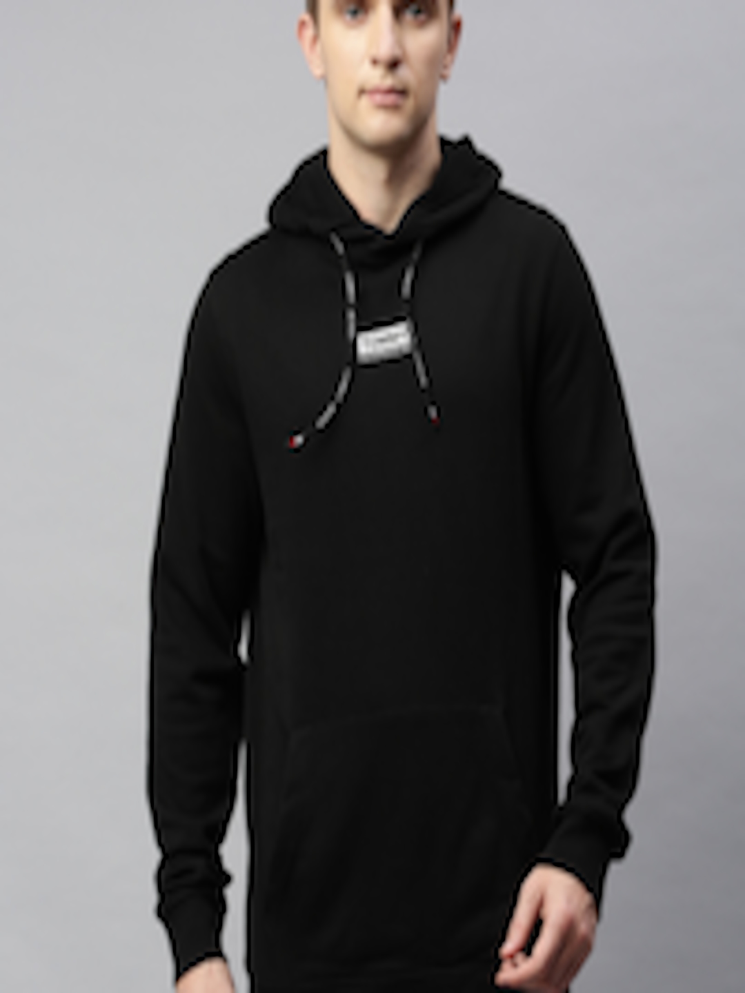 Buy Tommy Hilfiger Men Black Solid Hooded Sweatshirt - Sweatshirts for ...