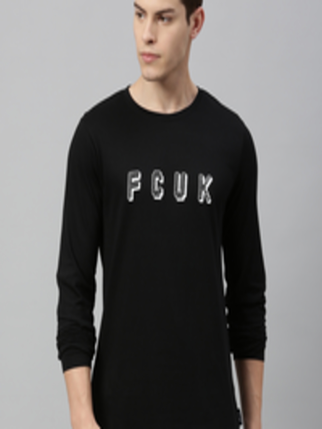 Buy French Connection Men Black Printed Round Neck T Shirt - Tshirts ...