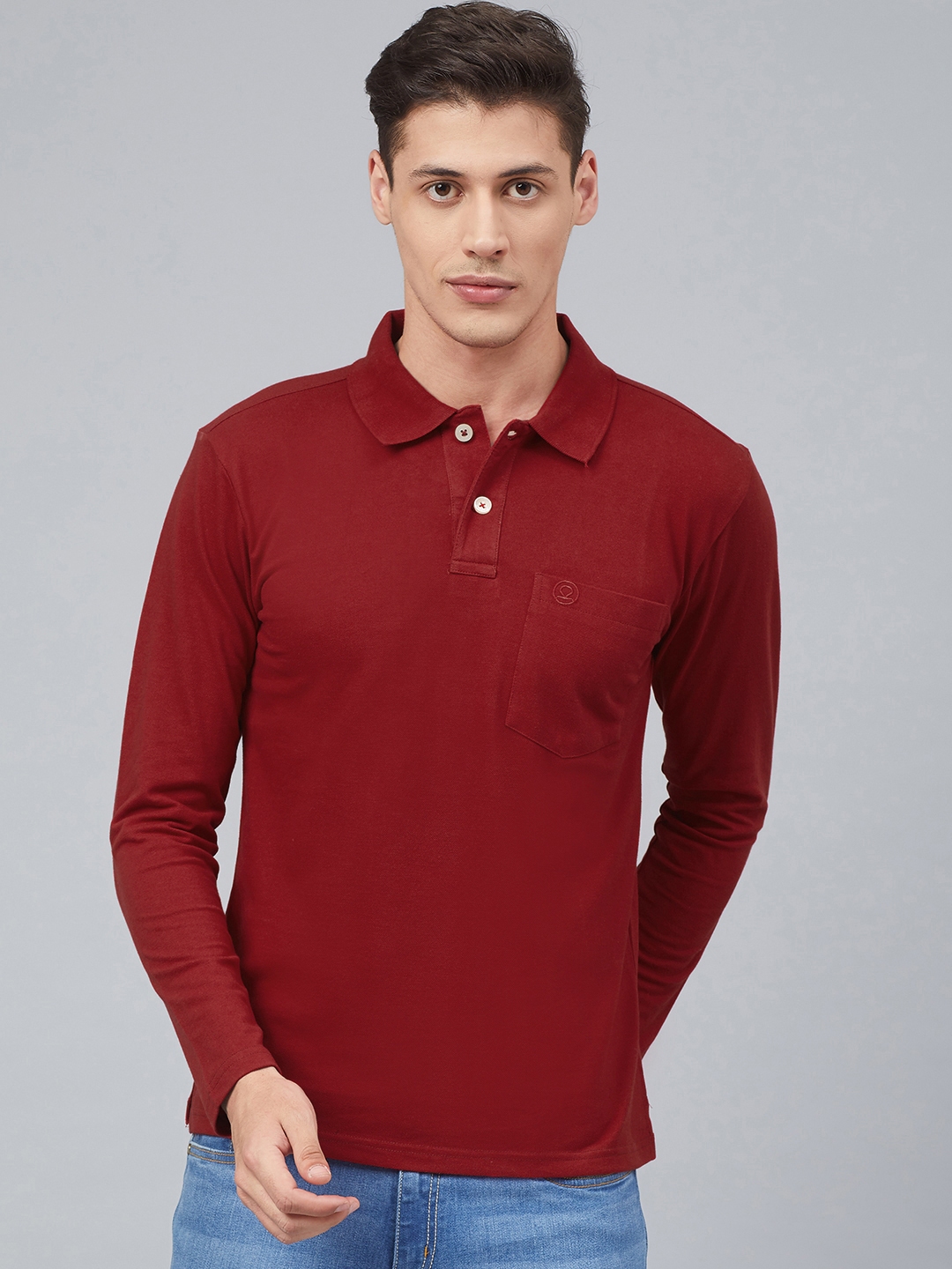 Buy Chkokko Men Maroon Solid Polo Collar T Shirt - Tshirts for Men ...