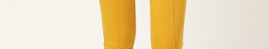 Buy Deewa Women Mustard Yellow Slim Fit Solid Treggings - Jeggings for ...