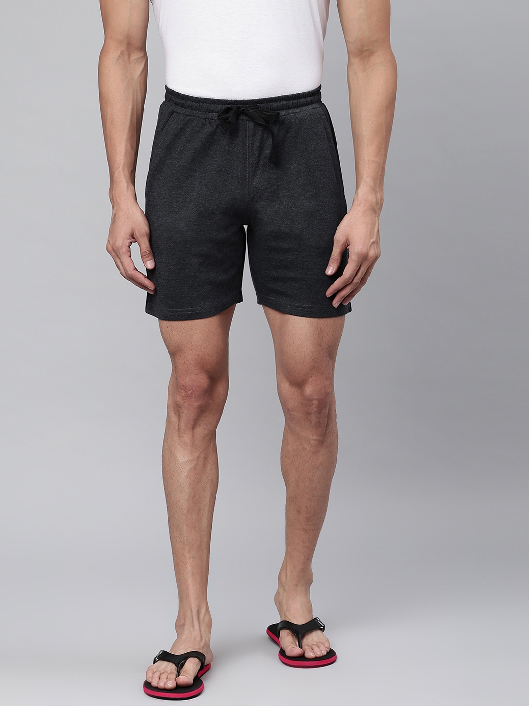 Buy Sweet Dreams Men Charcoal Grey Solid Lounge Shorts - Lounge Shorts ...