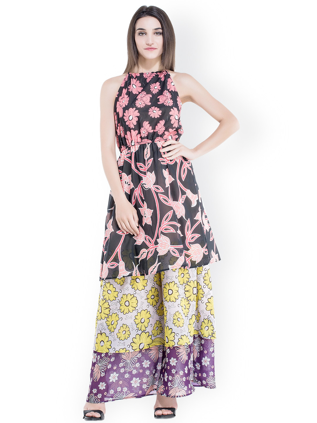 Buy Kazo Multicoloured Floral Print Maxi Dress Dresses for Women