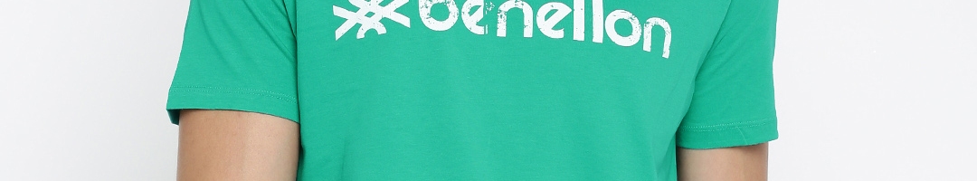 Buy United Colors Of Benetton Green Printed Pure Cotton T Shirt ...