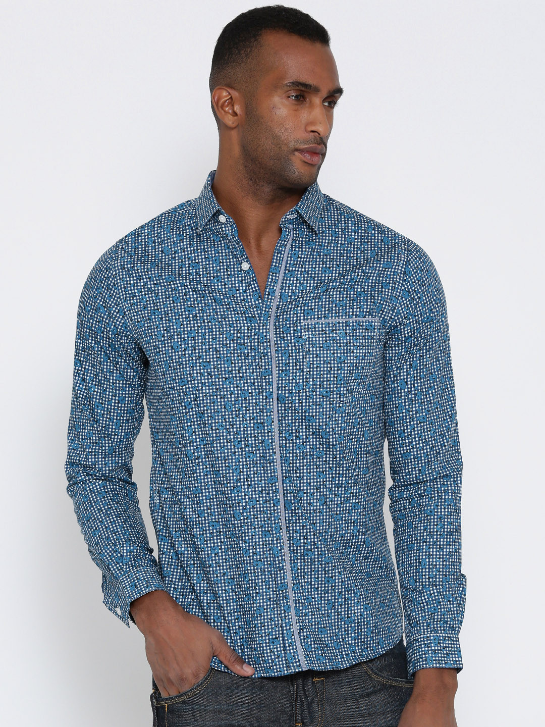Buy United Colors Of Blue Printed Checked Casual Shirt