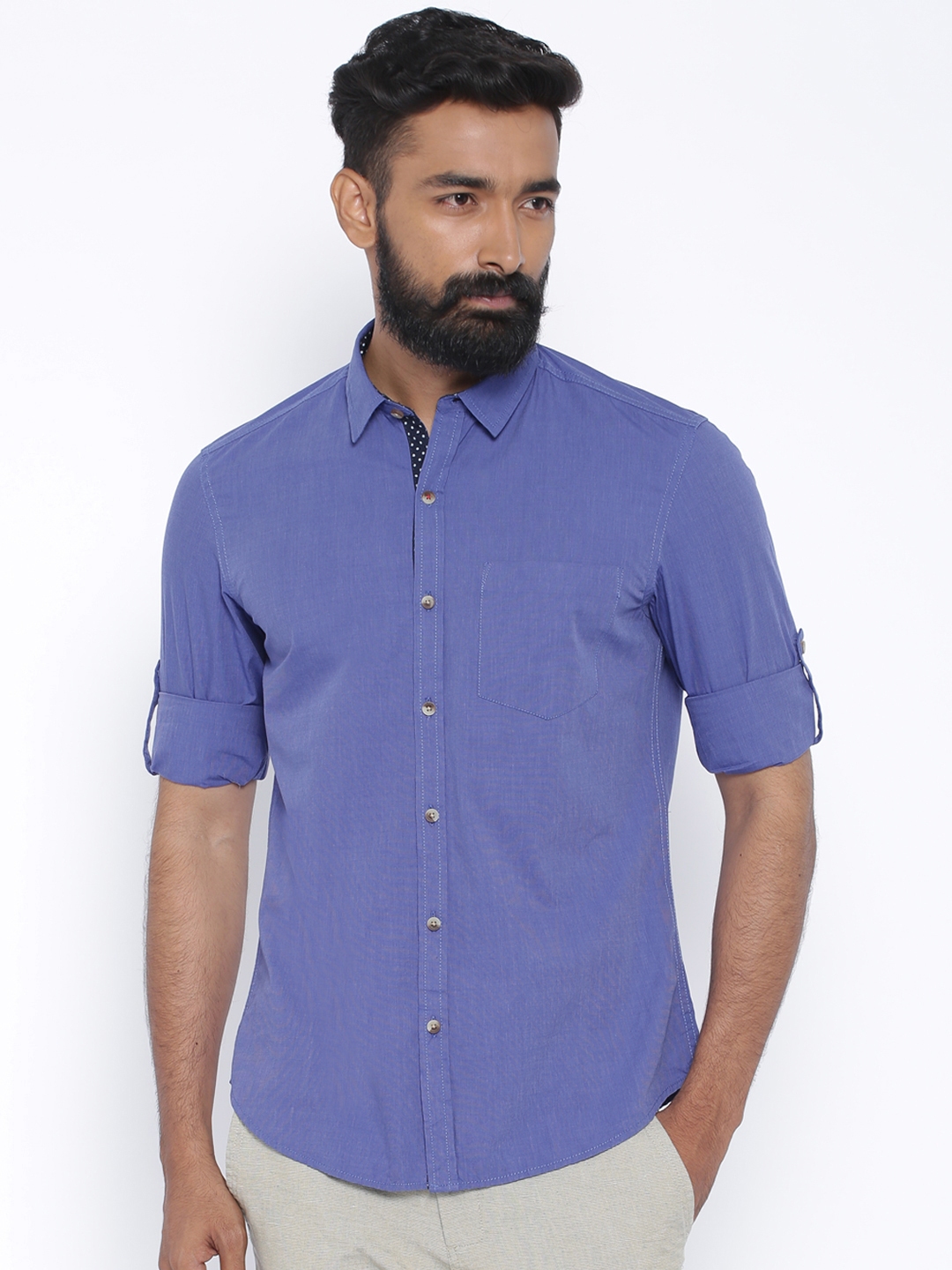 Buy John Players Blue Trim Fit Casual Shirt - Shirts for Men 1251220 ...