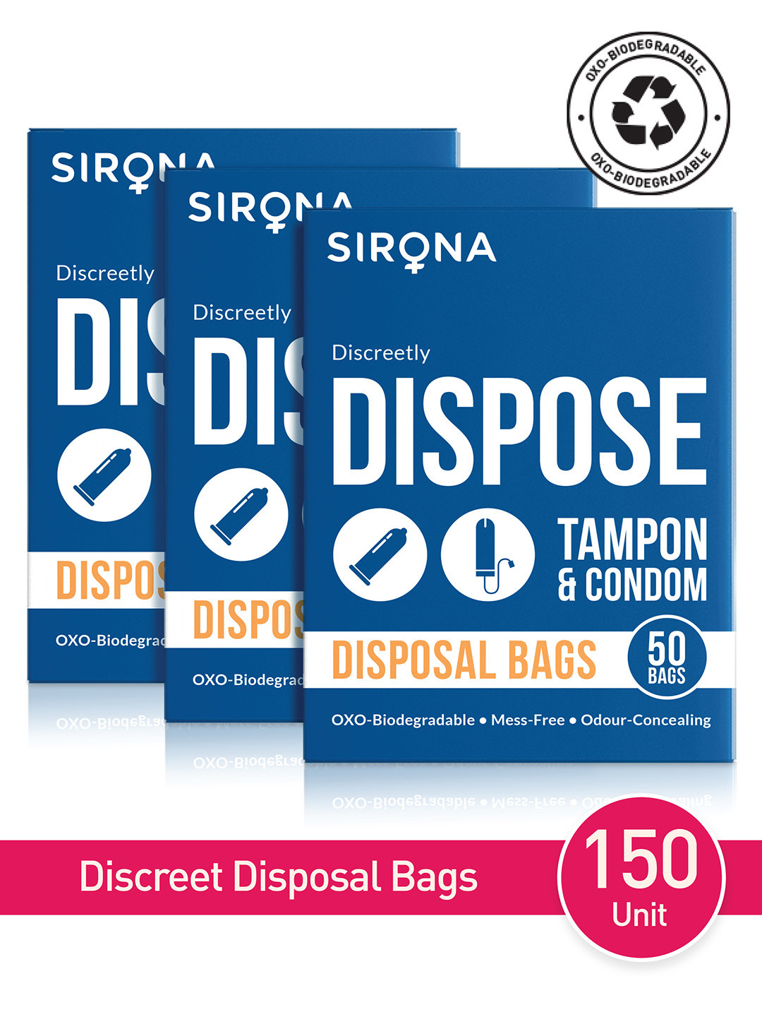 Buy Sirona Unisex Pack Of 3 Tampons And Condoms Disposal Bags 50 Bags