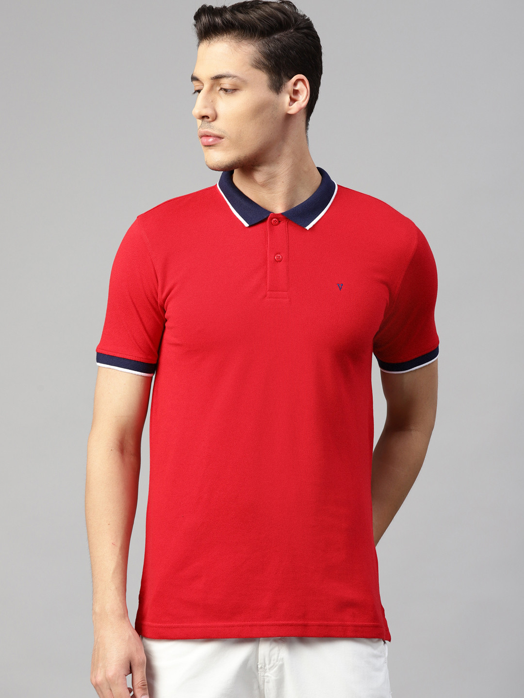 Buy Van Heusen Sport Men Red Solid Polo Collar T Shirt Tshirts for
