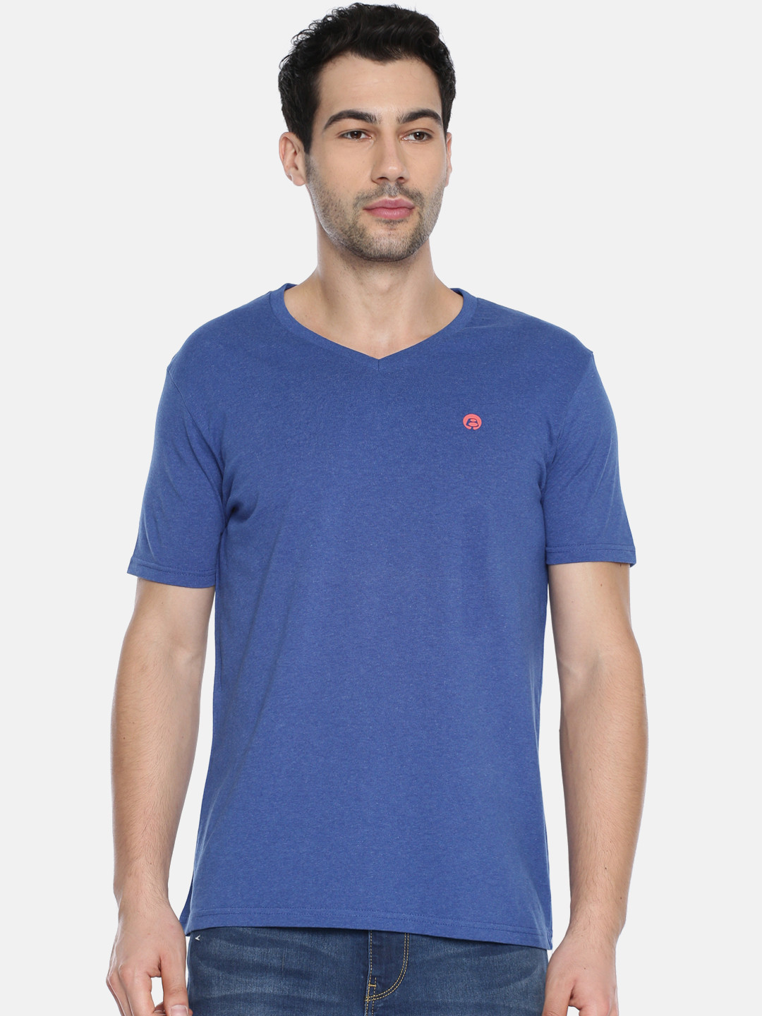 Buy Bossini Men Blue Solid V Neck Pure Cotton T Shirt Tshirts for Men
