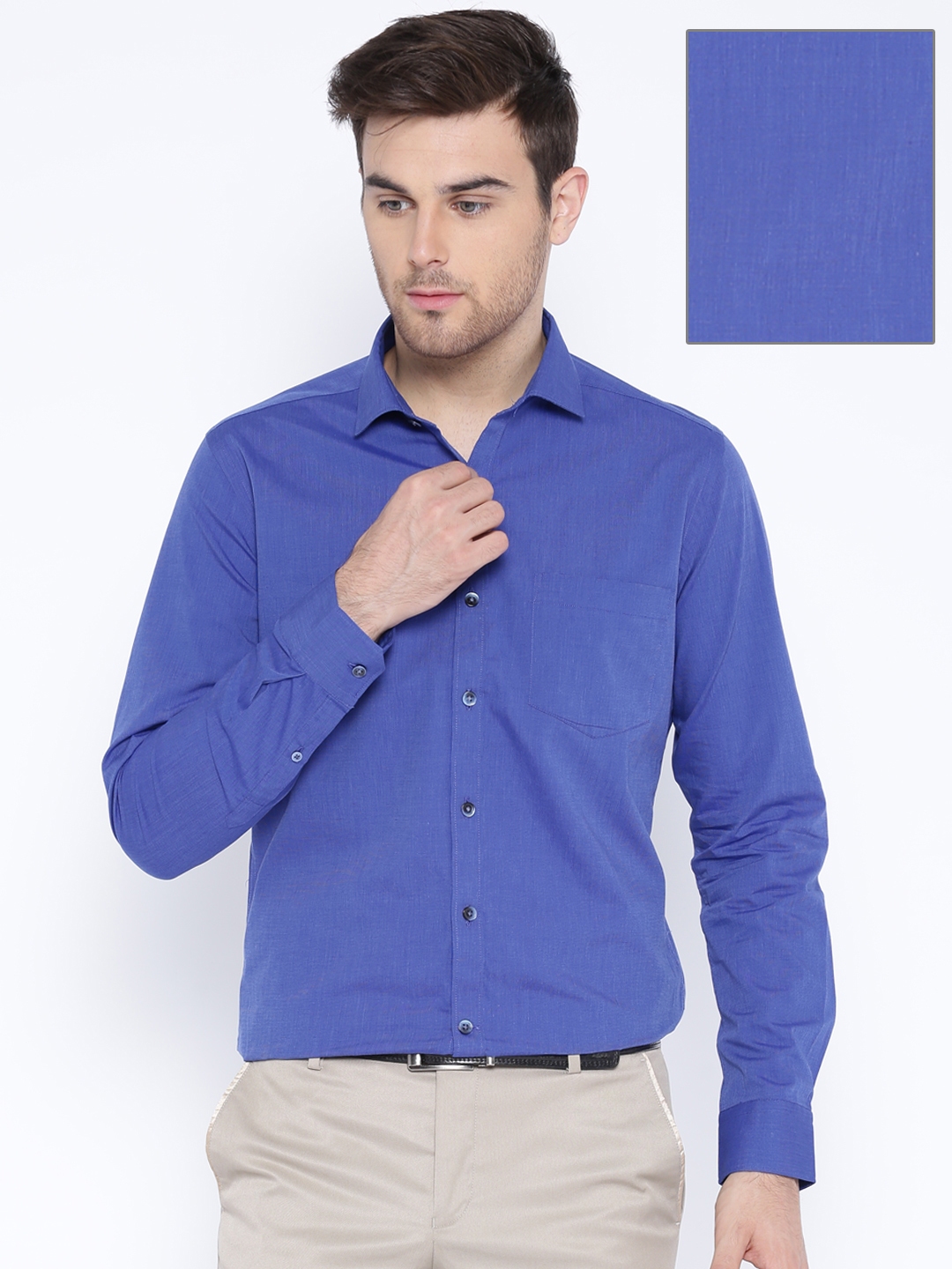 Buy CODE By Lifestyle Blue Slim Formal Shirt - Shirts for Men 1252320 ...