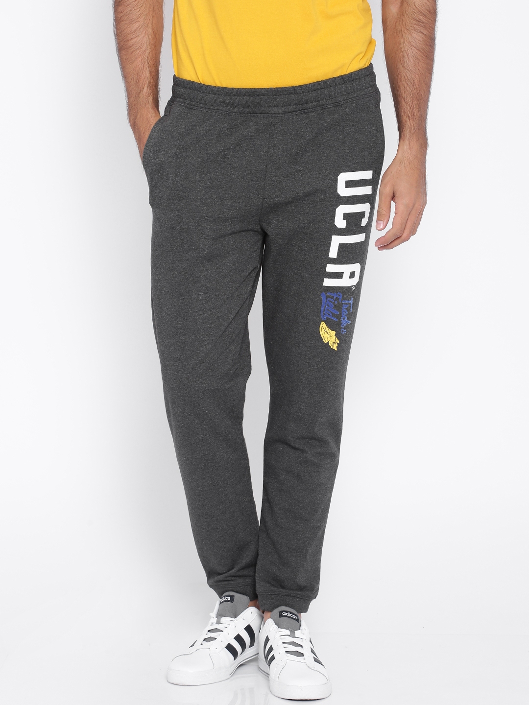 Buy UCLA Charcoal Grey Melange Printed Track Pants - Track Pants for ...