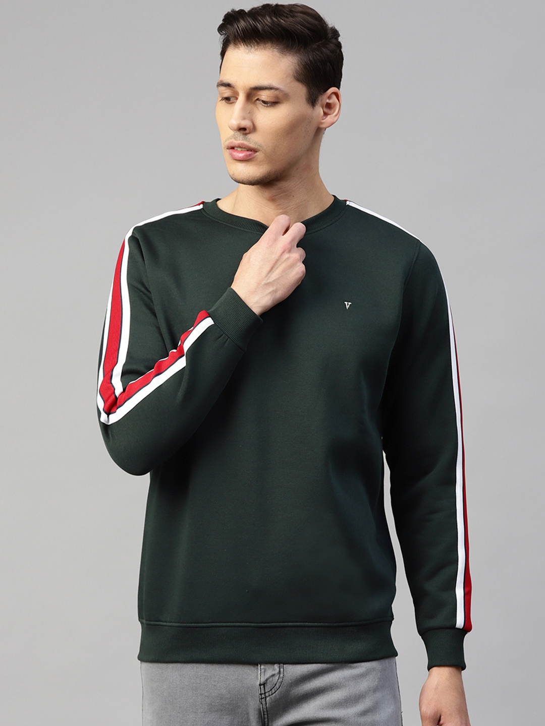 Buy Van Heusen Sport Men Green Solid Sweatshirt - Sweatshirts for Men ...