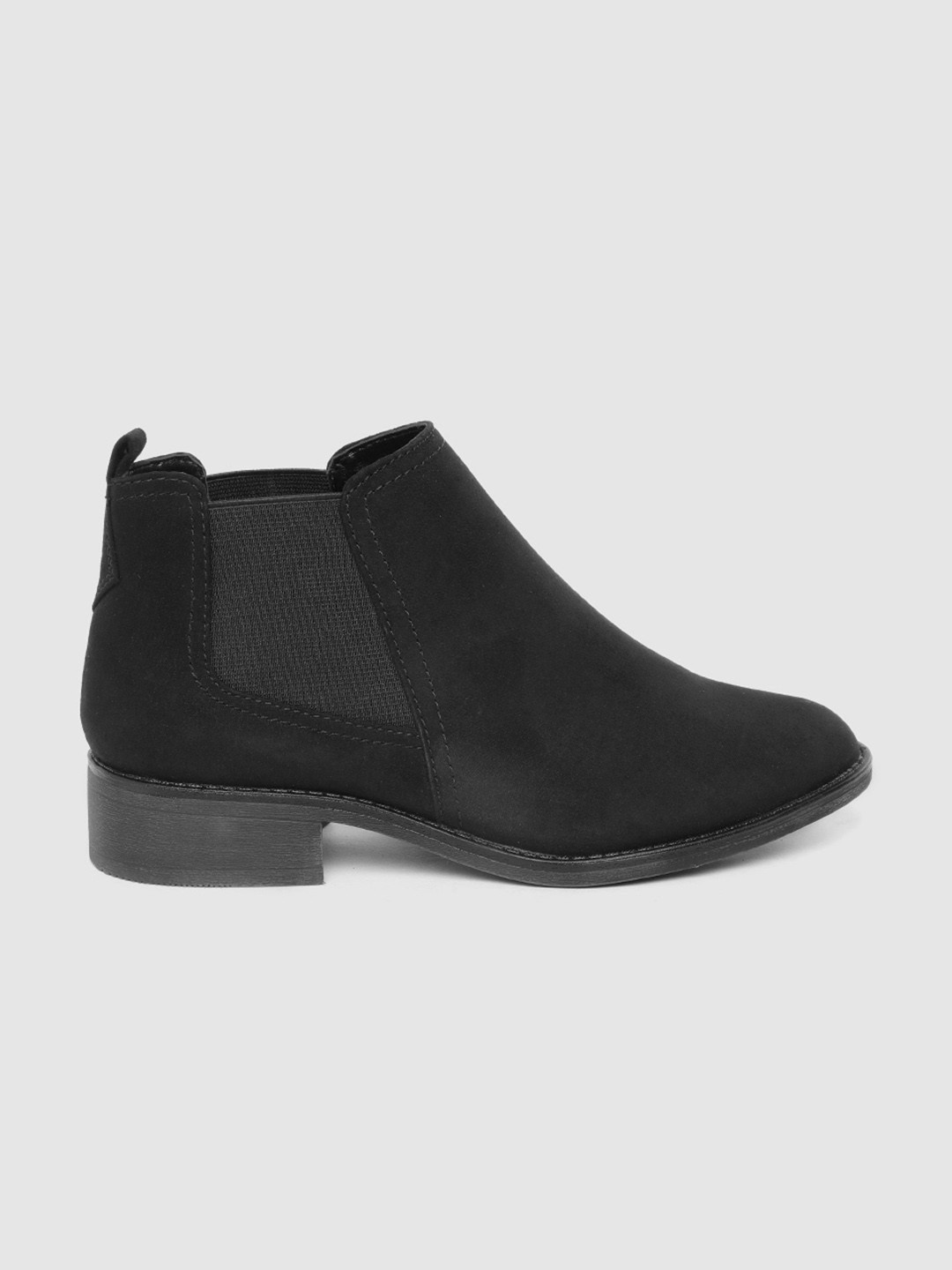 Buy Marks & Spencer Women Black Solid Mid Top Flat Boots Boots for