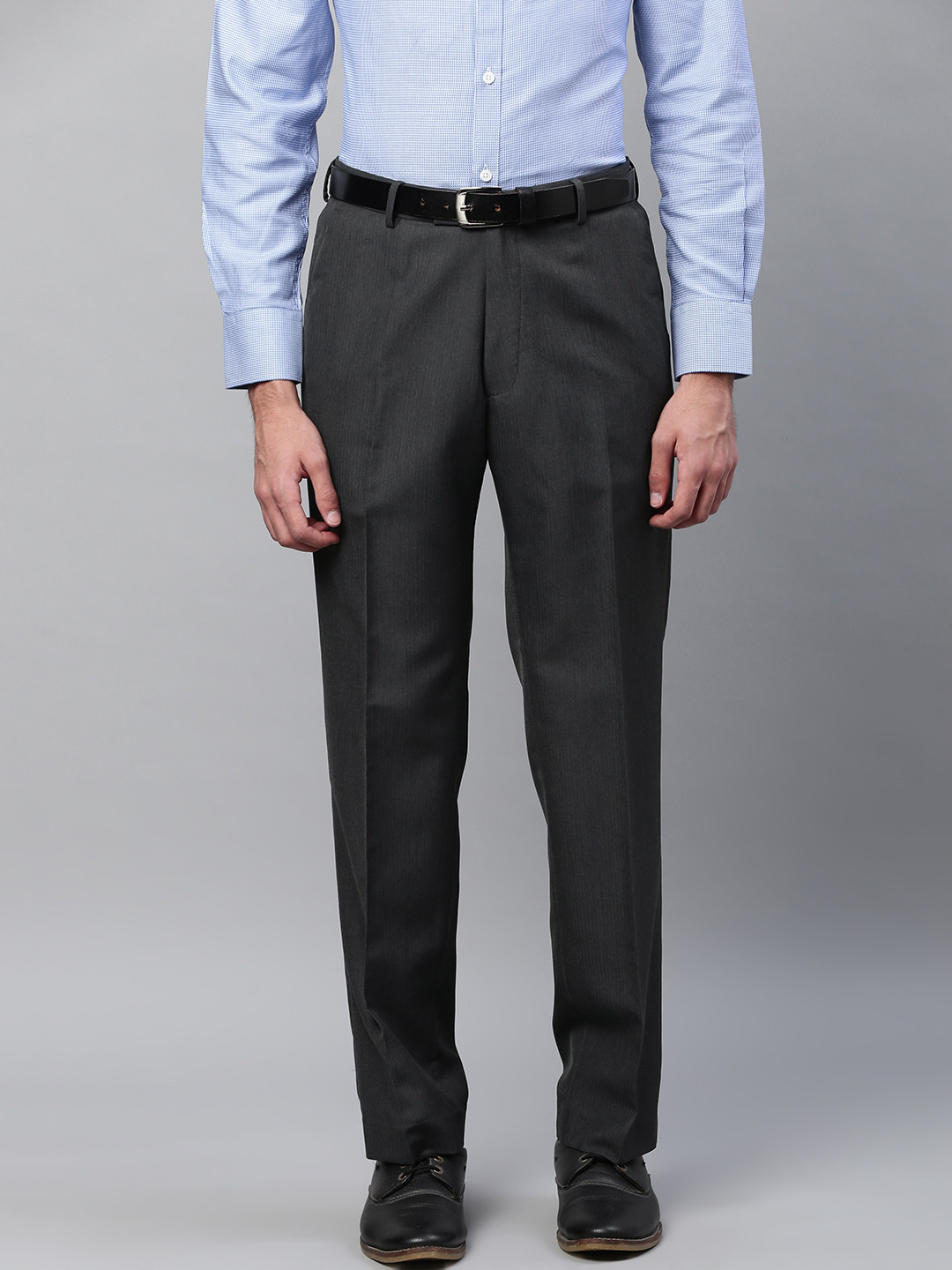 Buy Marks & Spencer Men Charcoal Grey Solid Tailored Fit Formal ...