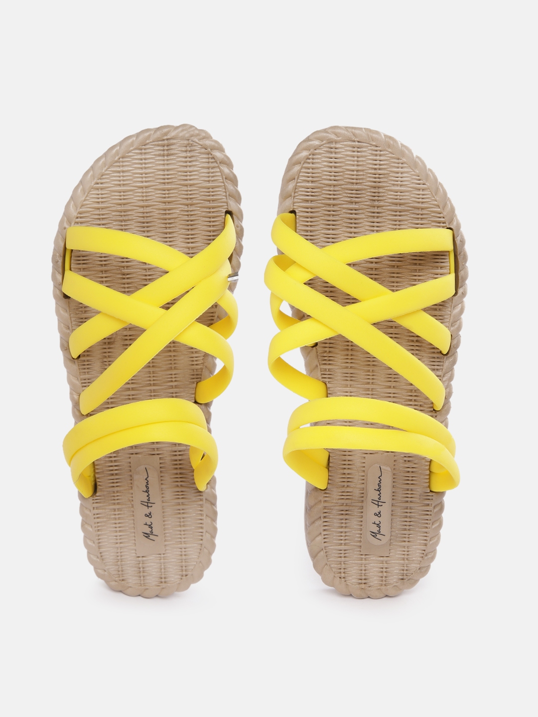 Buy Mast And Harbour Women Yellow Solid Criss Cross Slip Ons Flip Flops For Women 12547778 Myntra 