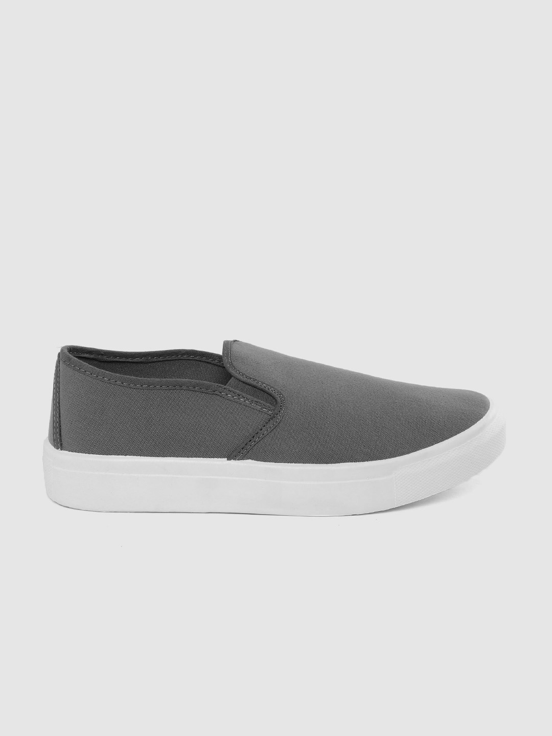 Buy Roadster Men Charcoal Grey Solid Washable Slip On Sneakers Casual Shoes For Men 12550694 5736