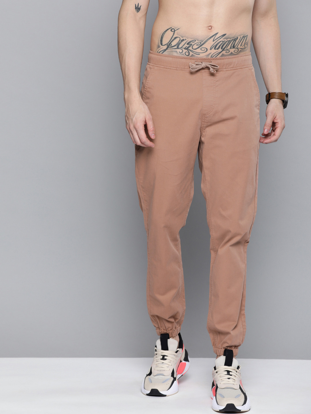 Pink Rose Floral Men's Joggers