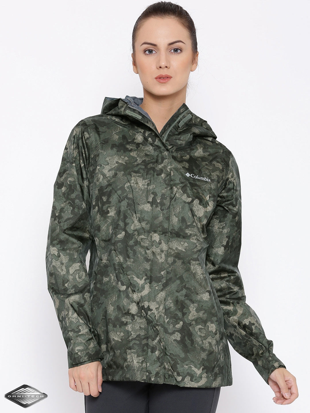 Buy Columbia Green Arcadia Camouflage Print Hooded Outdoor Rain Jacket
