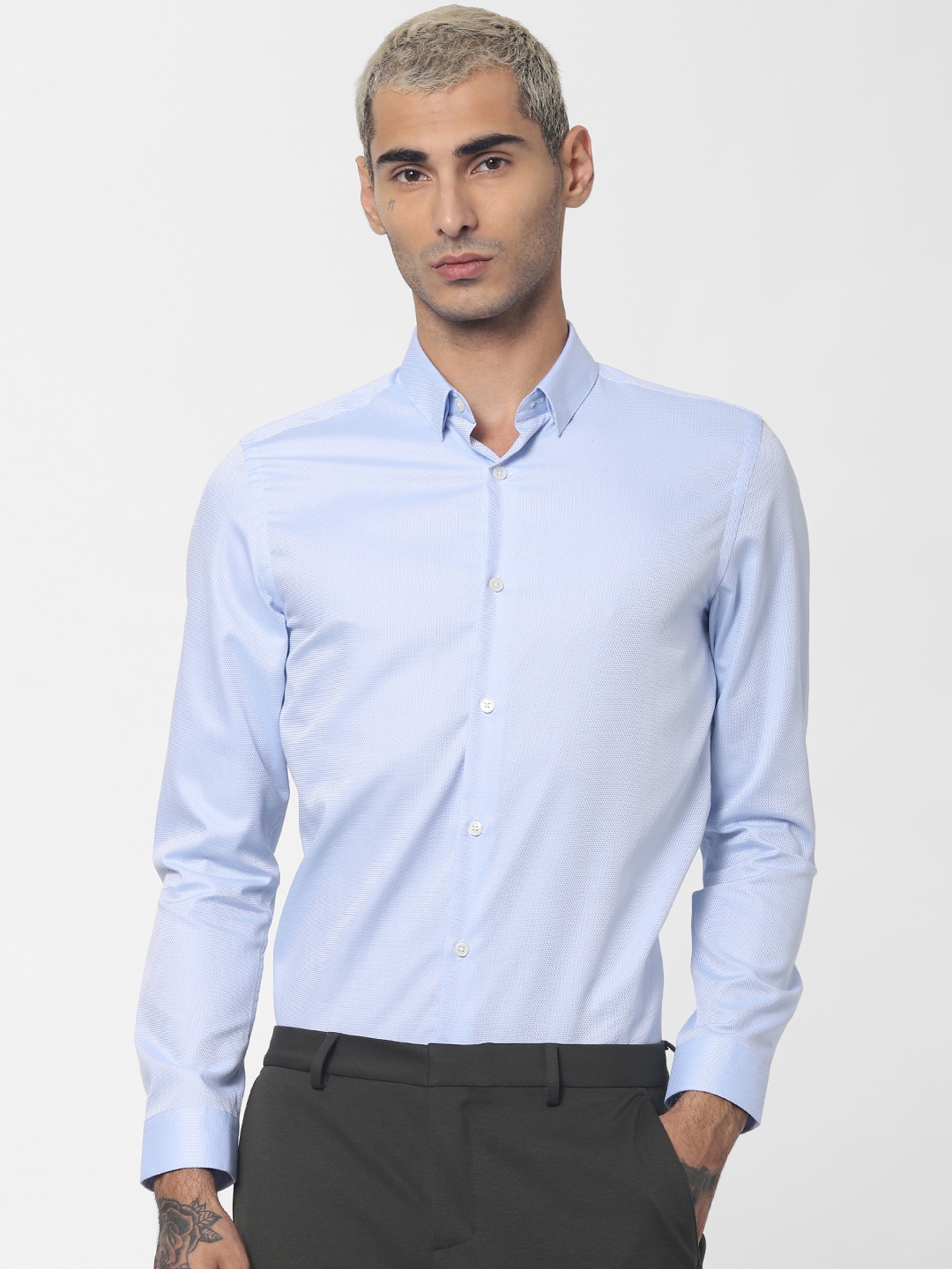 Buy Jack & Jones Men Blue Slim Fit Self Design Casual Shirt - Shirts ...
