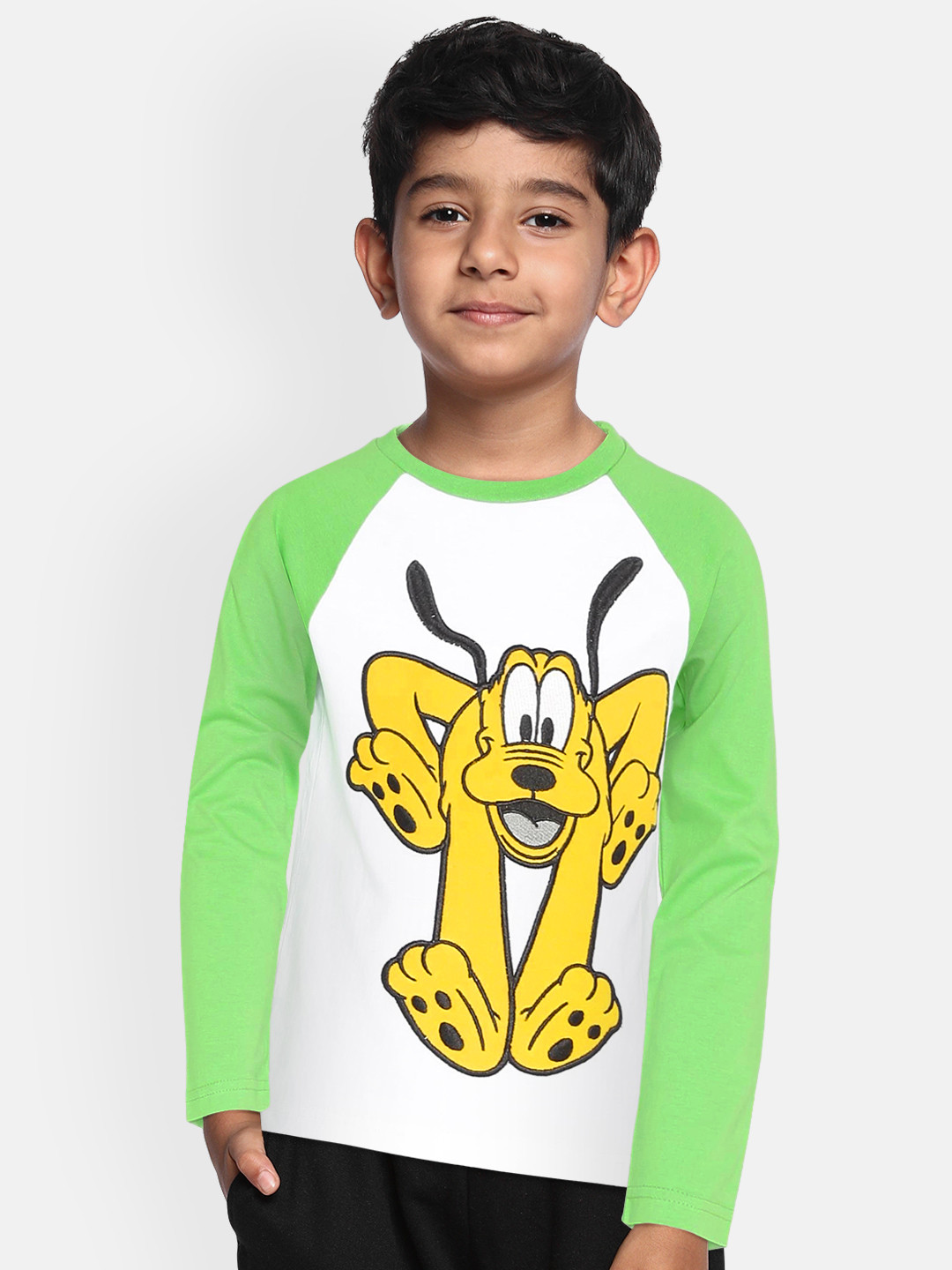 Buy Loocust Boys Green Disney Pluto Printed Round Neck T Shirt