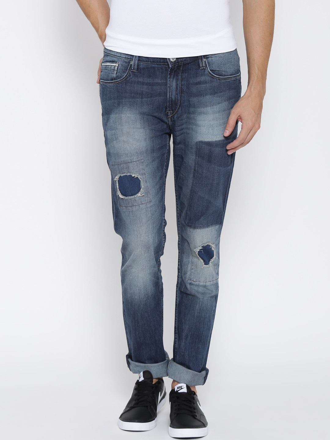 lee skinny men's blue jeans