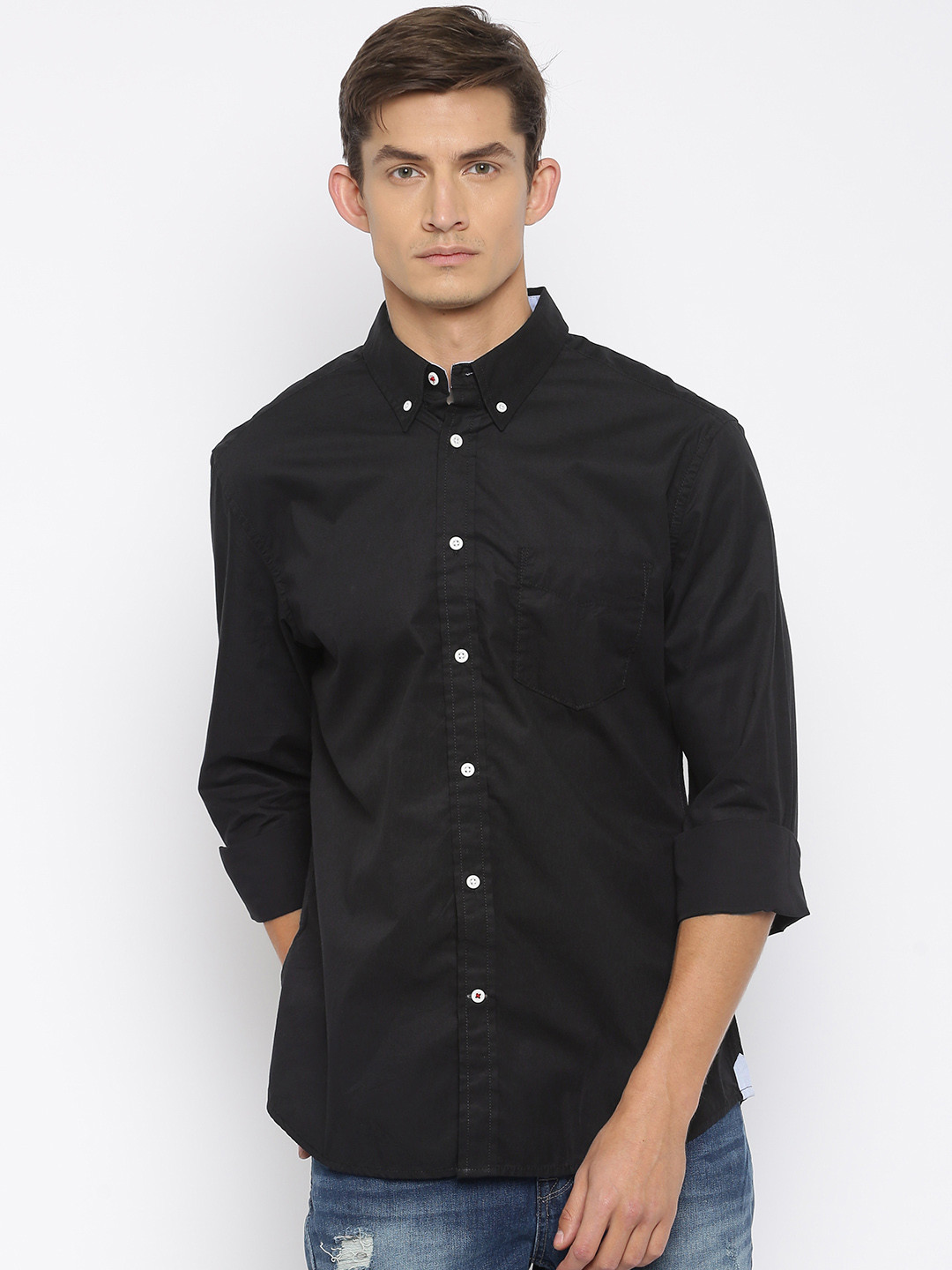 m and s mens black shirts