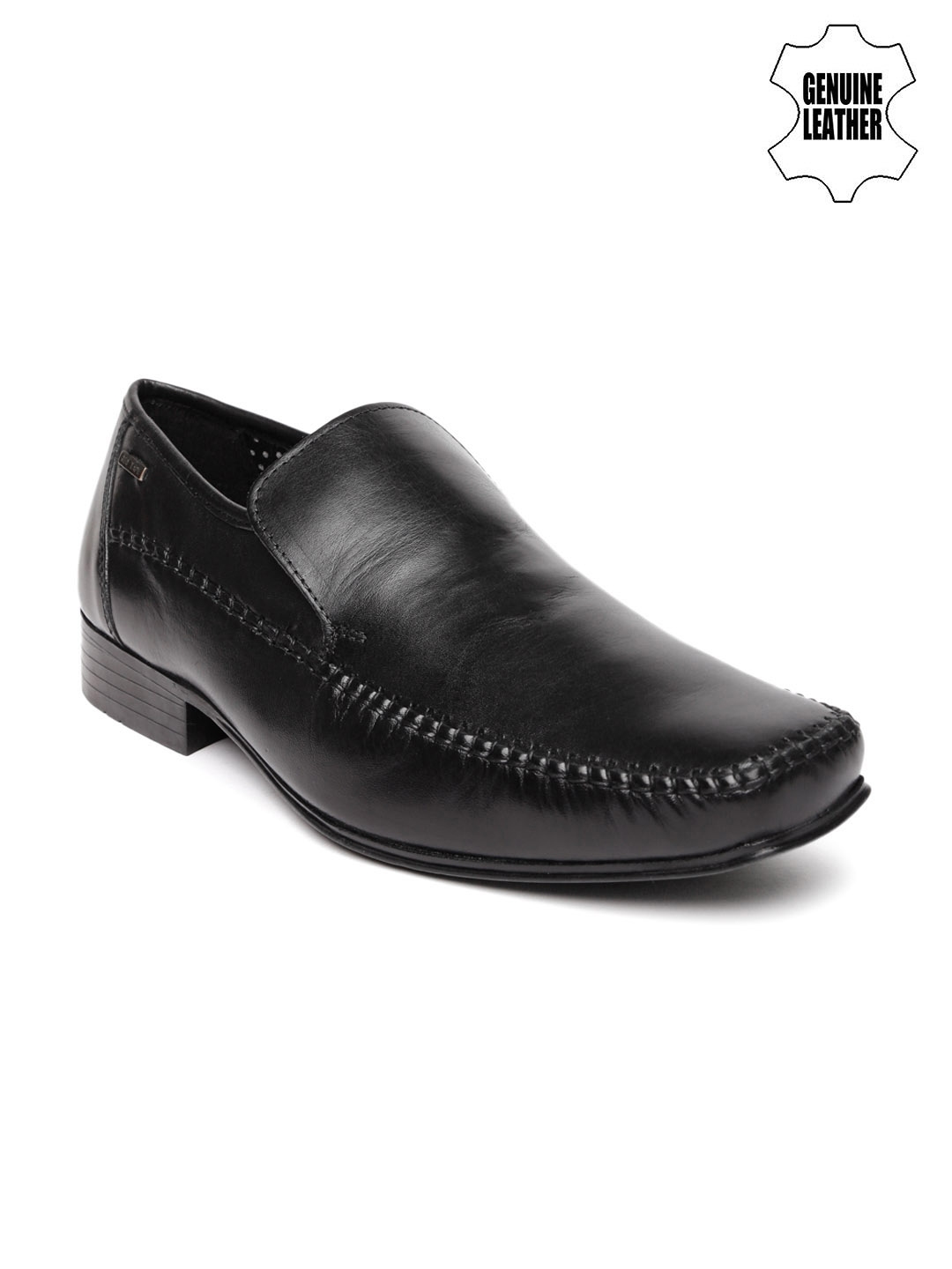 red tape mens black leather formal shoes