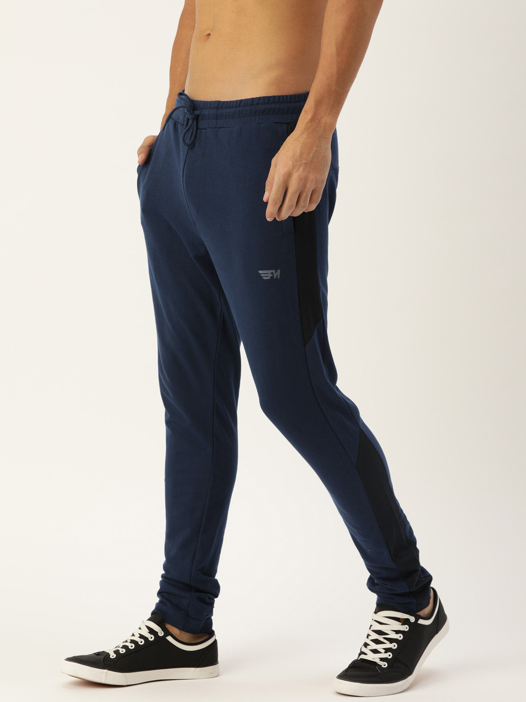 Buy Flying Machine Men Navy Blue Solid Straight Fit Joggers - Track ...