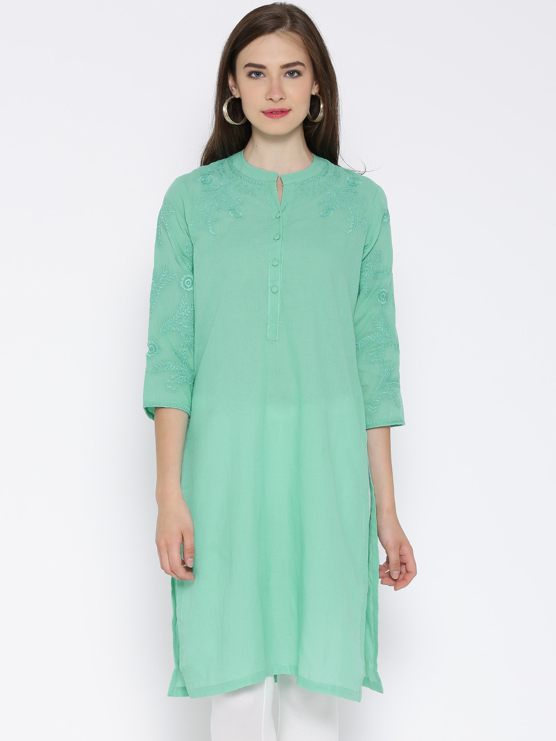 Buy BIBA Mint Green Embroidered Kurta Kurtas for Women 1259850 Myntra
