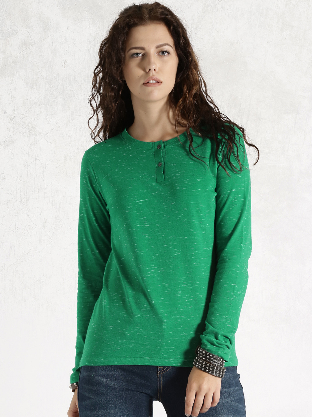 Buy Roadster Green Henley T Shirt Tshirts for Women 1261232 Myntra