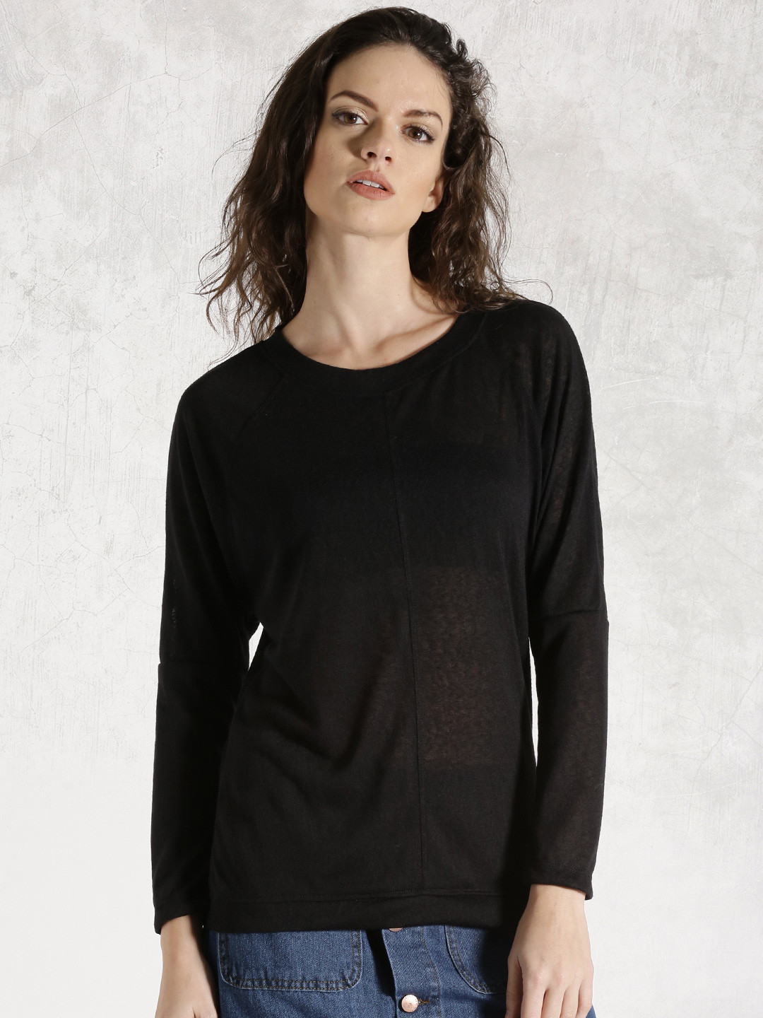 Buy Roadster Black Linen Knit Top Tops for Women 1261254 Myntra