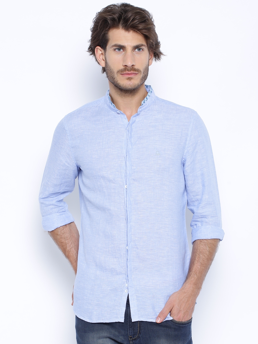 Buy United Colors Of Benetton Blue Linen Smart Casual Shirt - Shirts ...