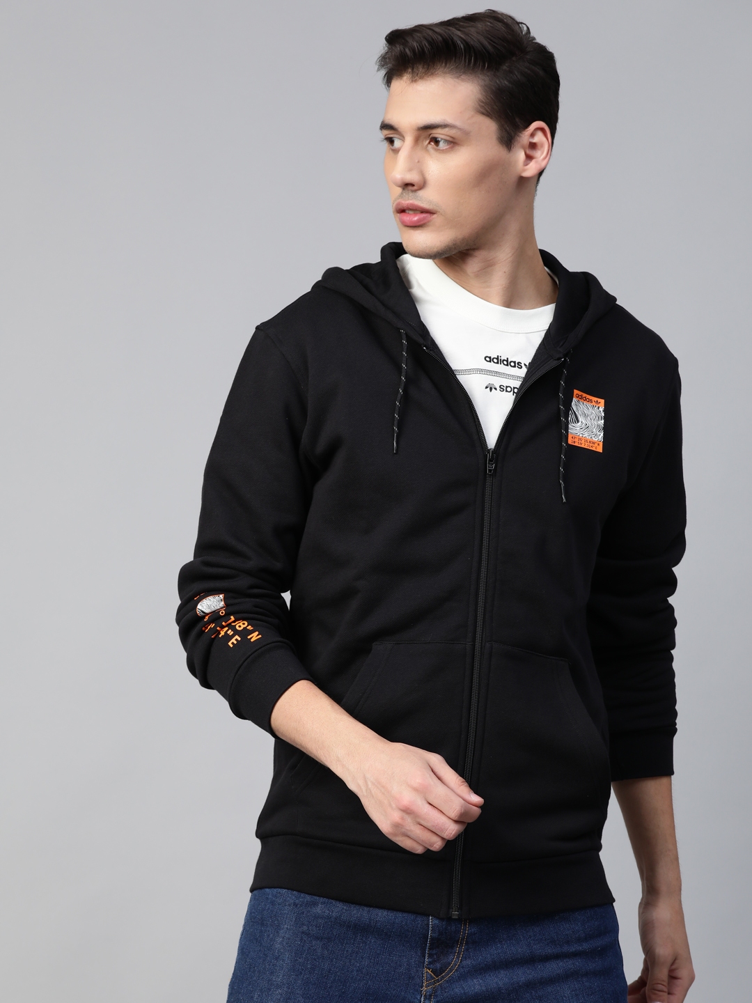 black adidas originals zip hoodie