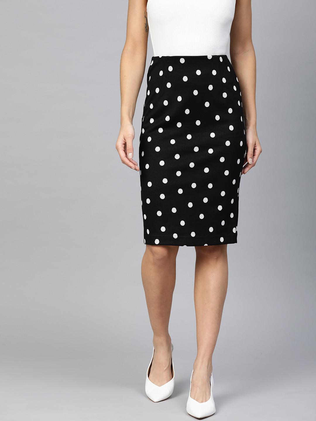 Buy Marks & Spencer Black & White Polka Dot Print Pencil Skirt Skirts