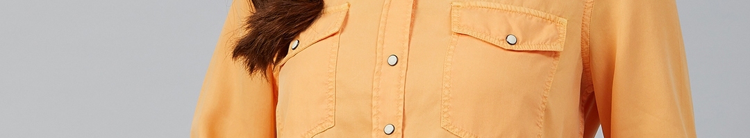 Buy Marks & Spencer Women Orange Regular Fit Solid Casual Shirt ...