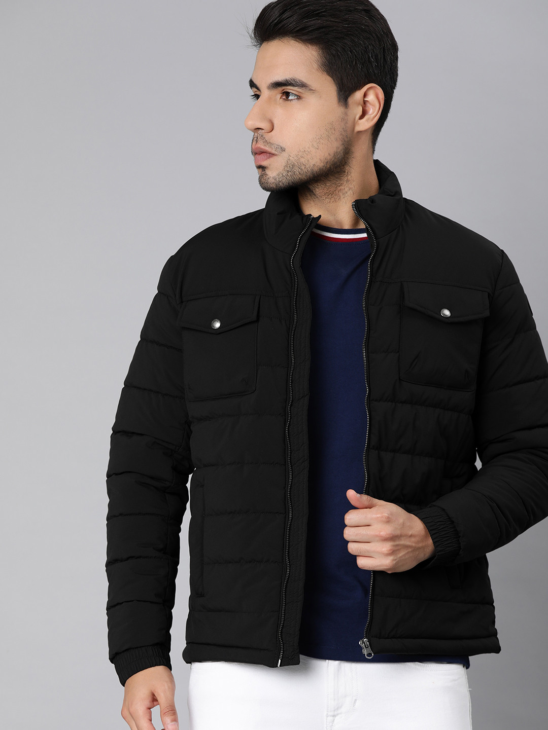 Buy U.S. Polo Assn. Men Black Solid Padded Jacket Jackets for Men