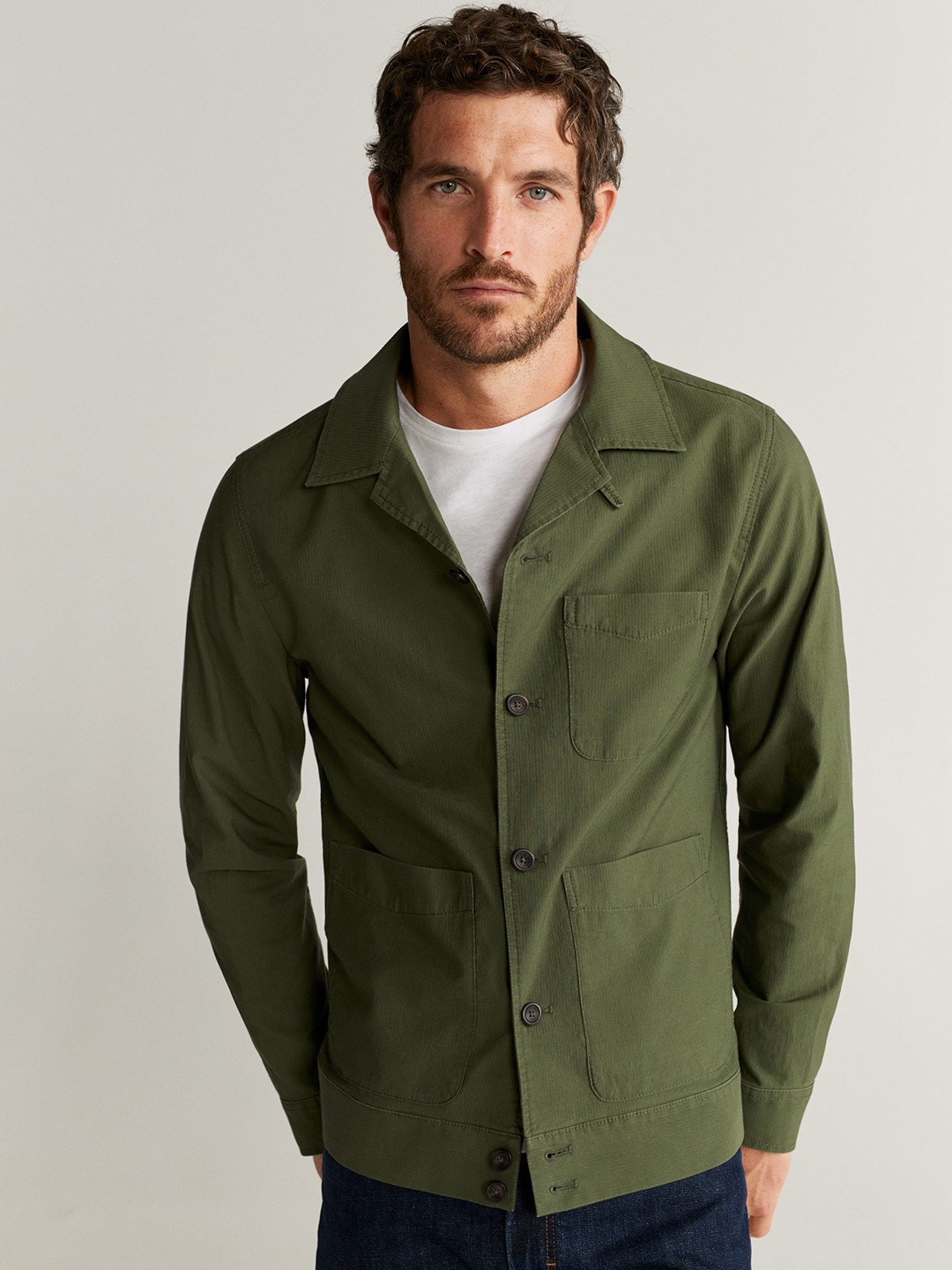 Buy MANGO MAN Men Olive Green Solid Tailored Jacket - Jackets for Men ...