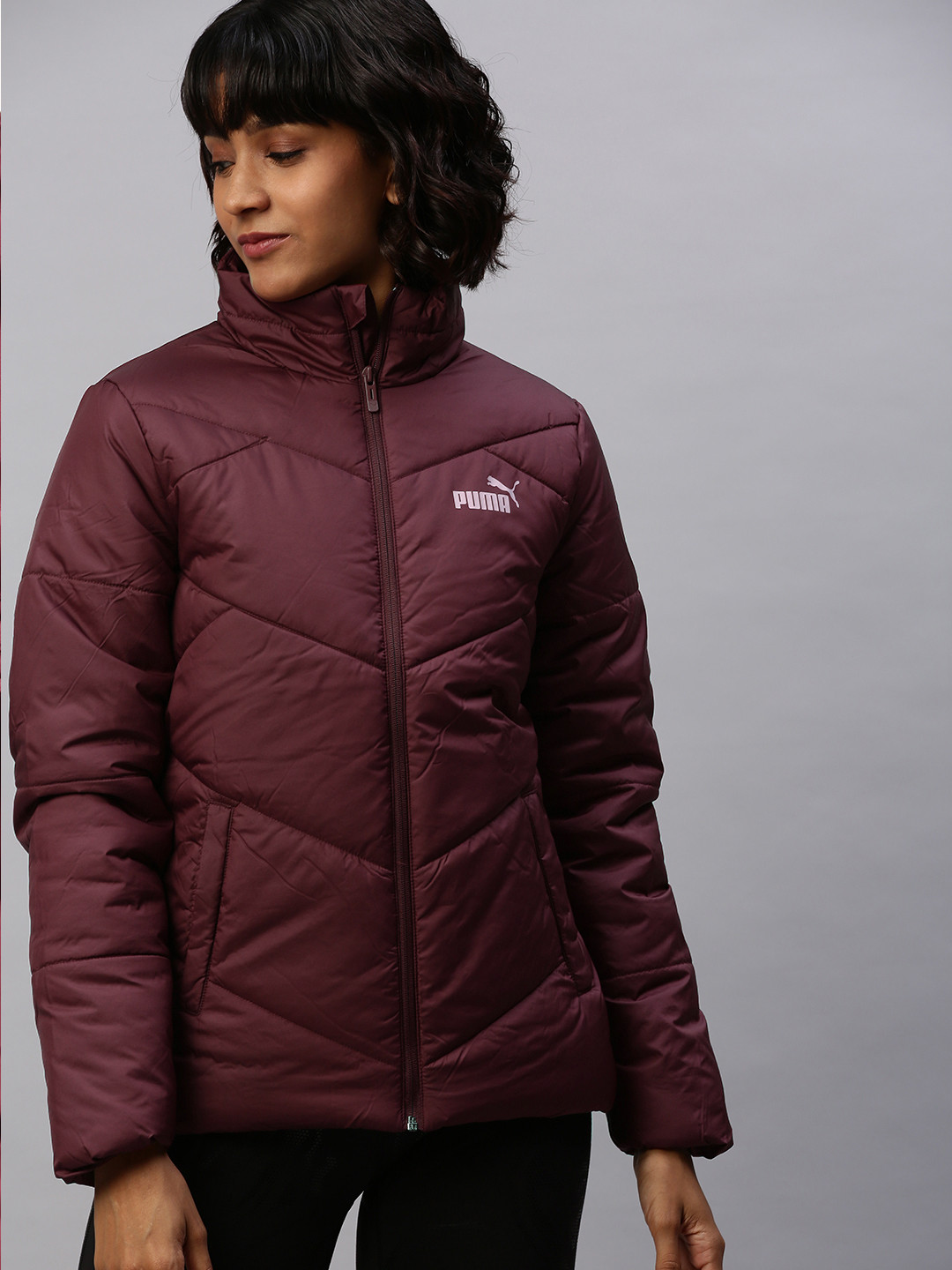 Buy Puma Women Maroon Solid Padded Jacket Jackets for