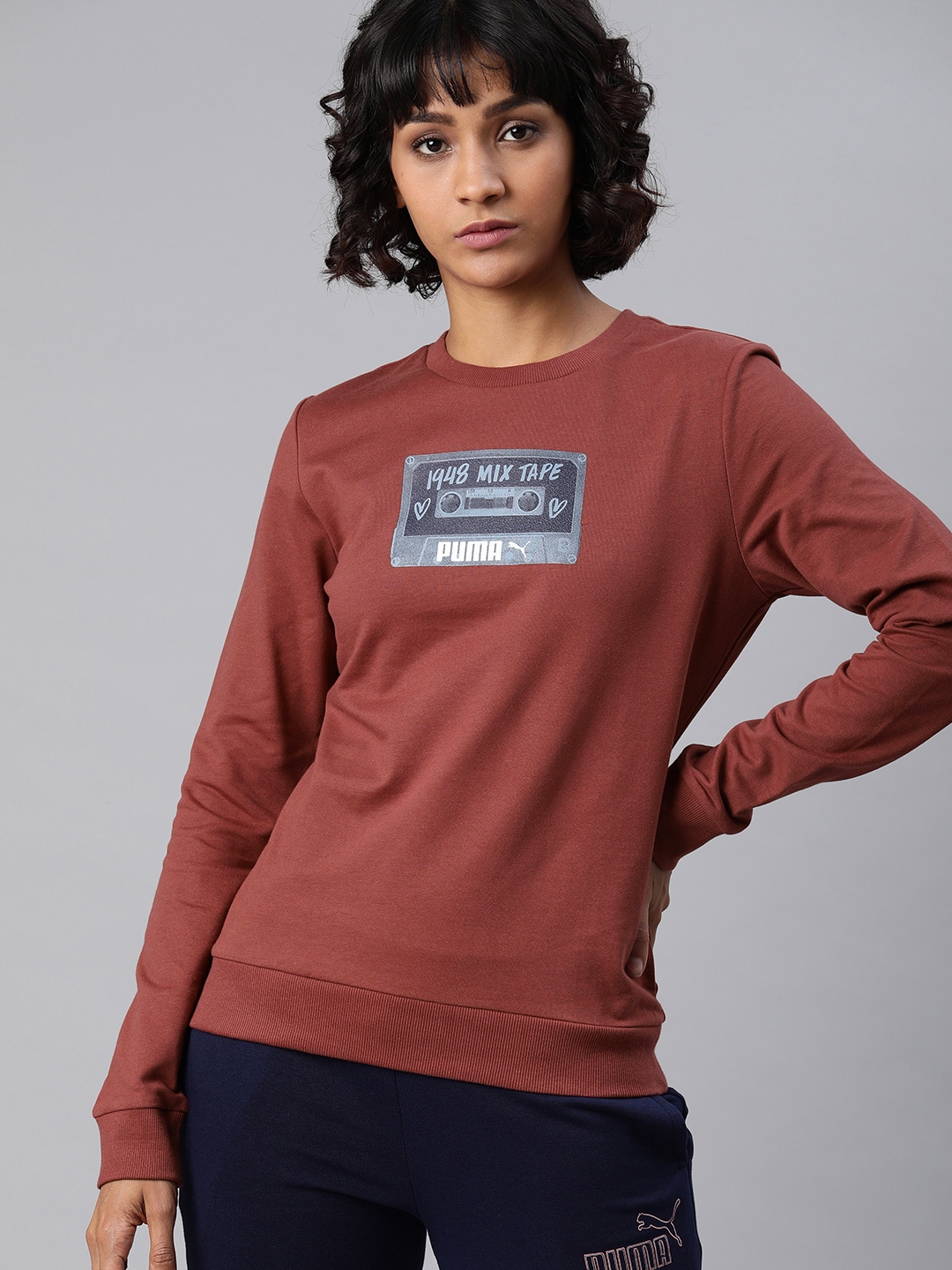 puma tape tie waist crew sweatshirt