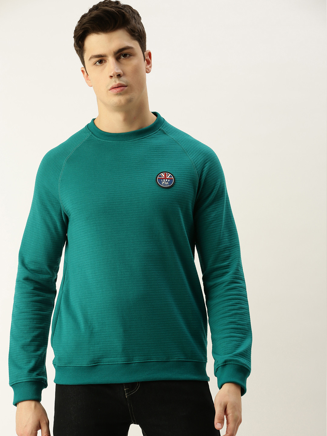 Buy Peter England Men Teal Solid Sweatshirt Sweatshirts for Men