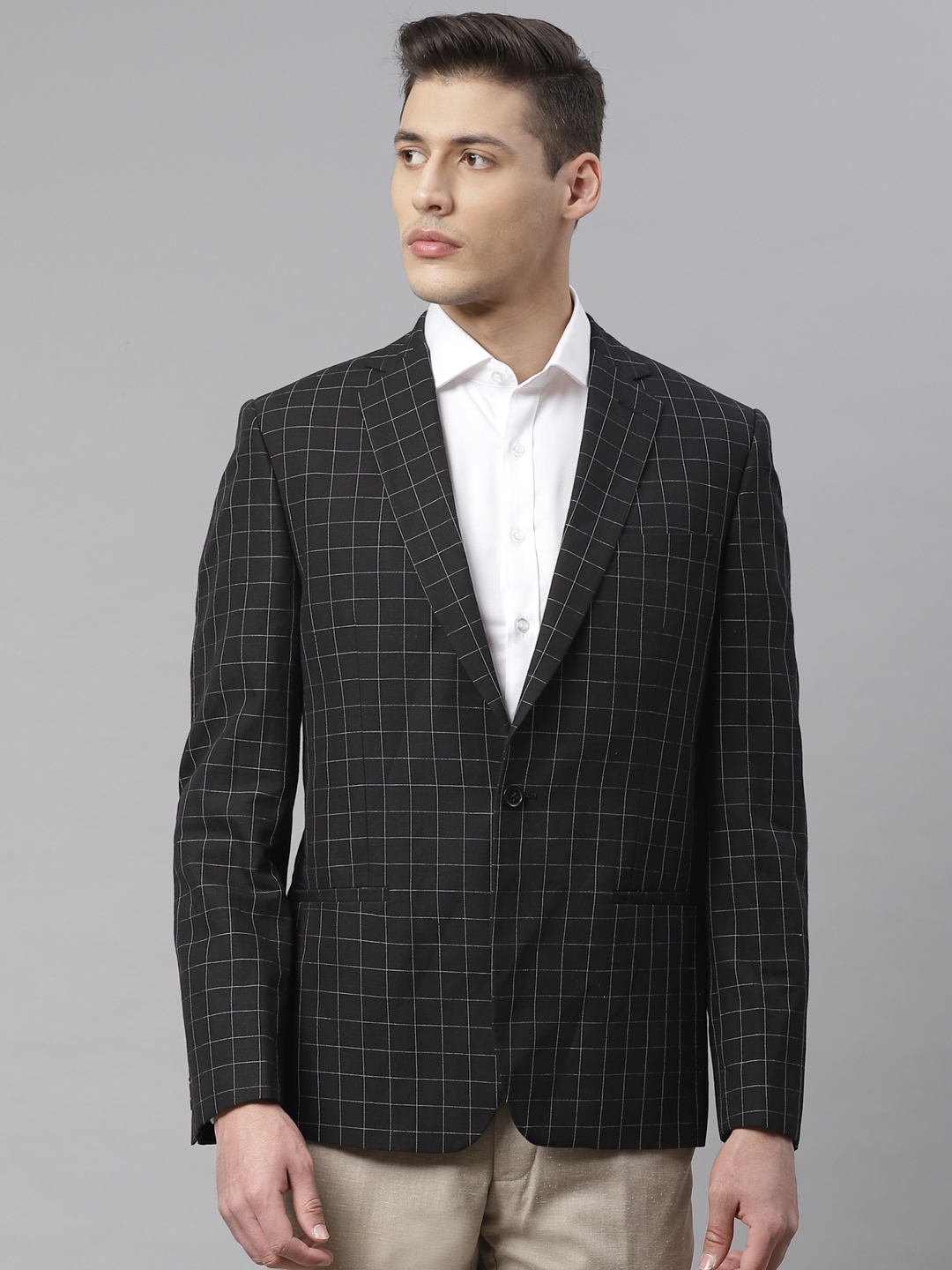 Buy Marks & Spencer Men Black & White Regular Fit Checked Blazer ...