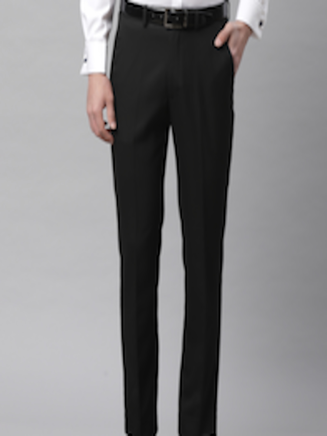 Buy Marks & Spencer Men Black Solid Slim Fit Formal Trousers - Trousers ...