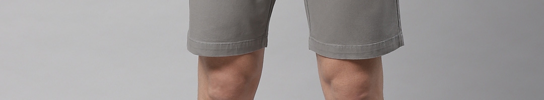 Buy Marks & Spencer Men Grey Solid Regular Fit Chino Shorts - Shorts ...
