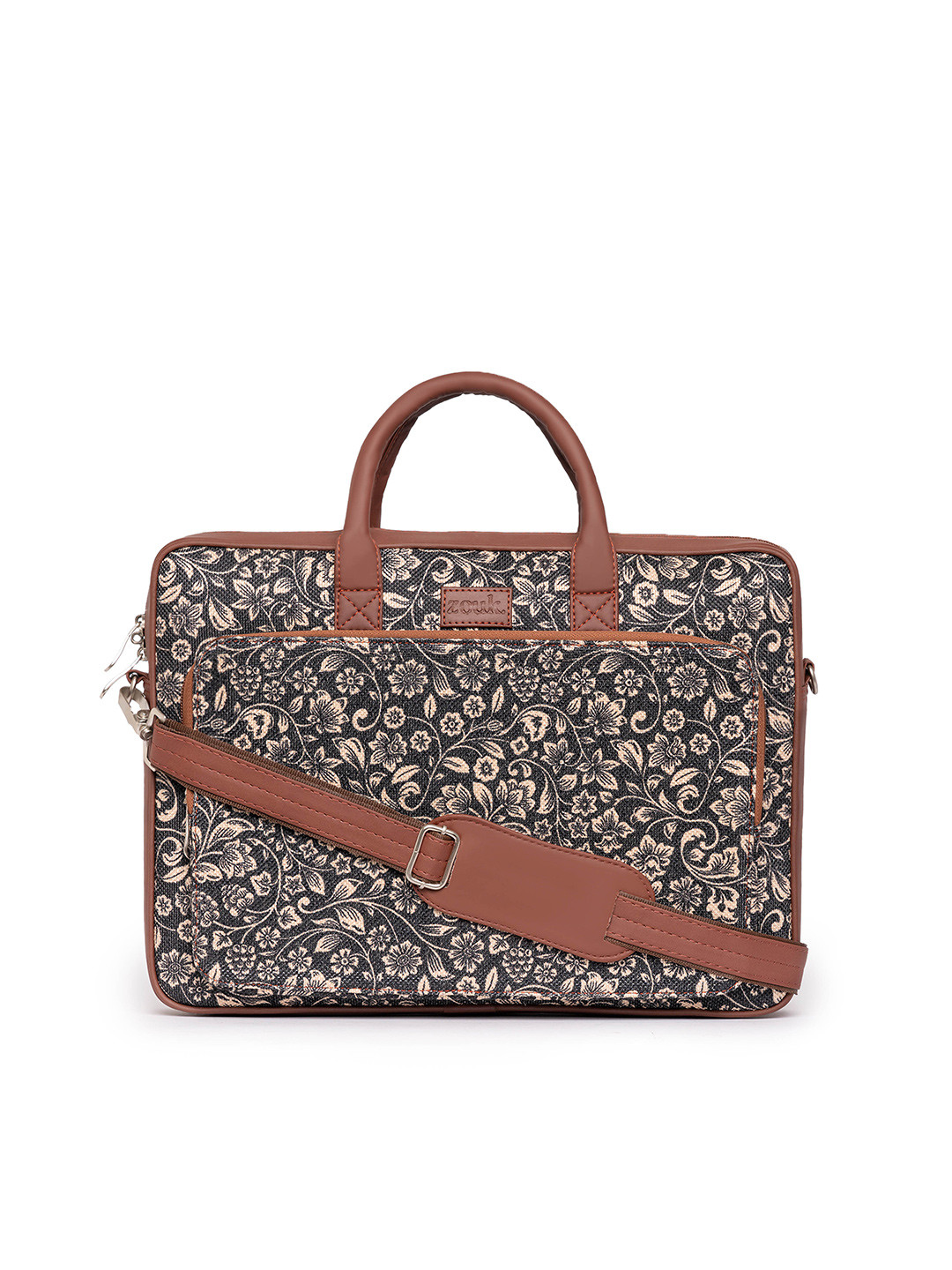 Buy ZOUK Women Black & Beige Printed Vegan Leather 16 Inch Sustainable