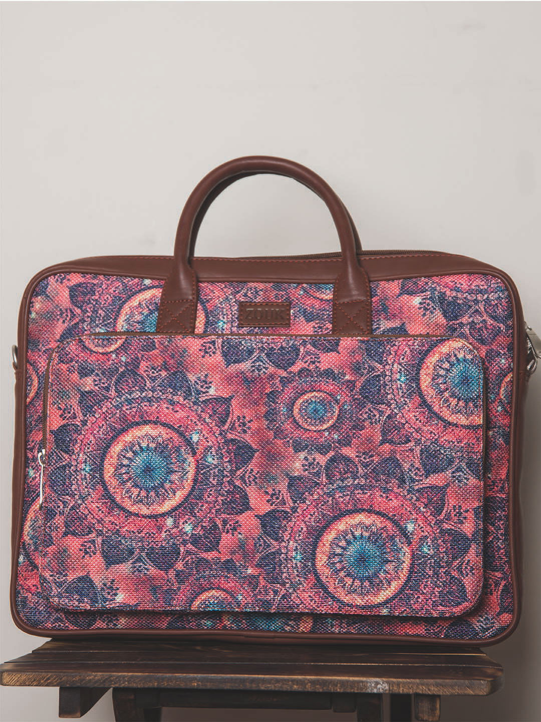 Buy ZOUK Unisex Magenta & Blue Printed Vegan Leather 16 Inch