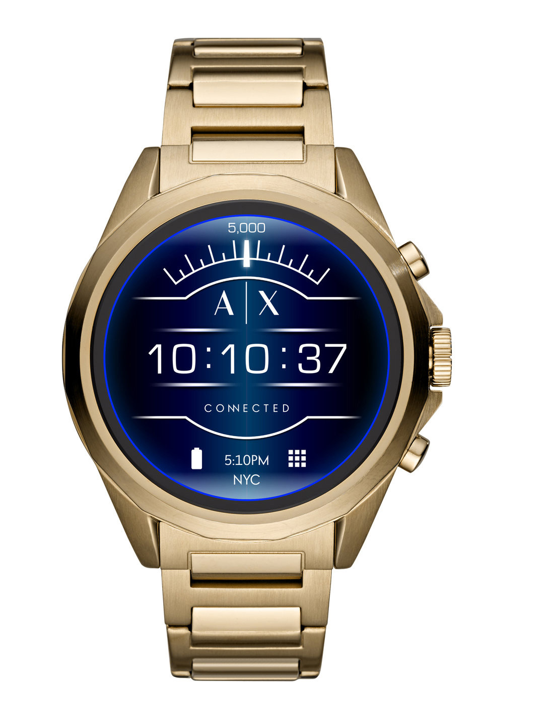 Buy Armani Exchange Men Gold Toned & Navy Blue Drexler Smartwatch ...