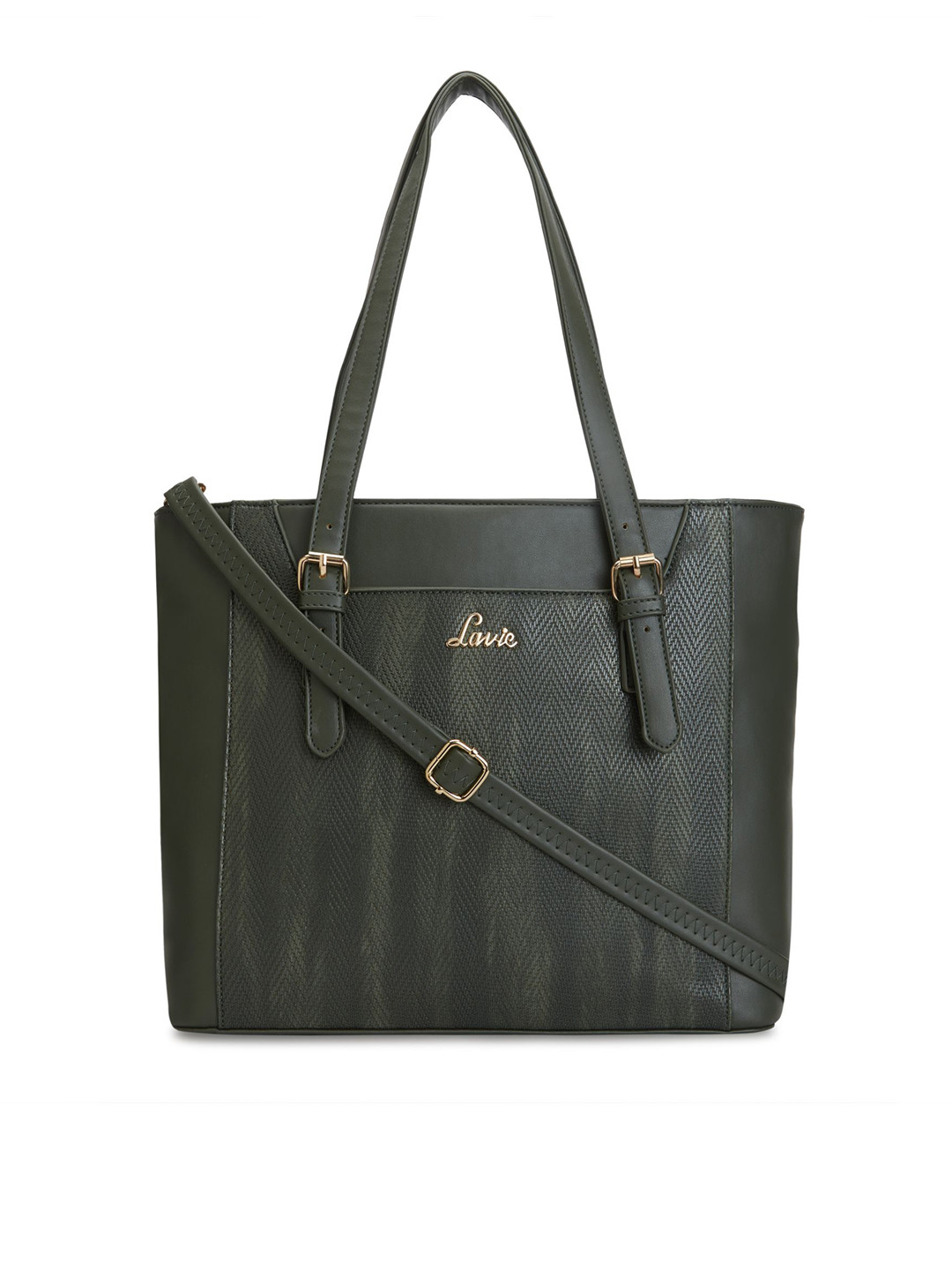 Buy Lavie Olive Green Self Design Shoulder Bag Handbags for Women